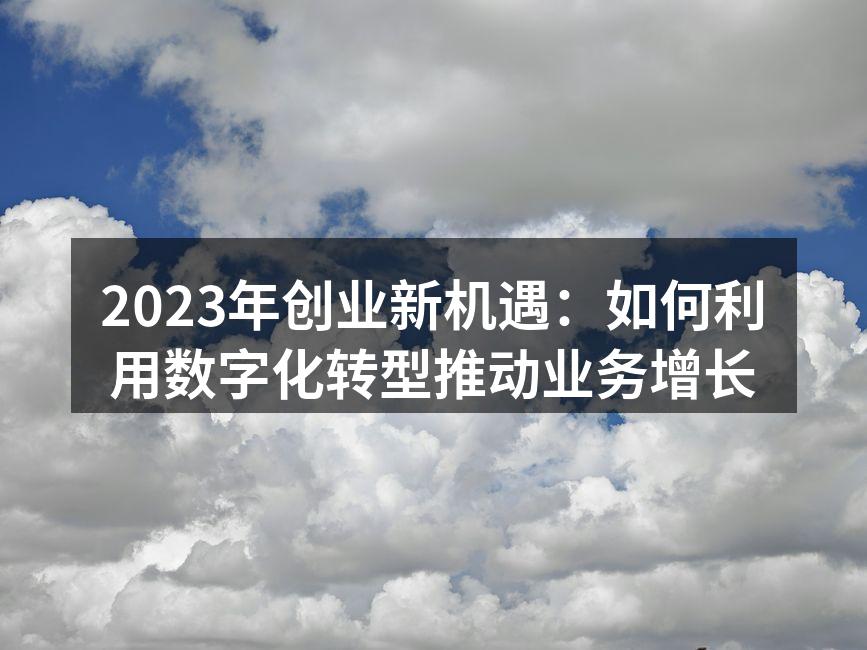 2023年创业新机遇：如何利用数字化转型